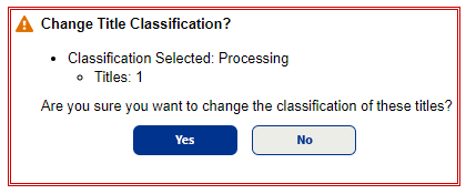 Change title classification confirmation